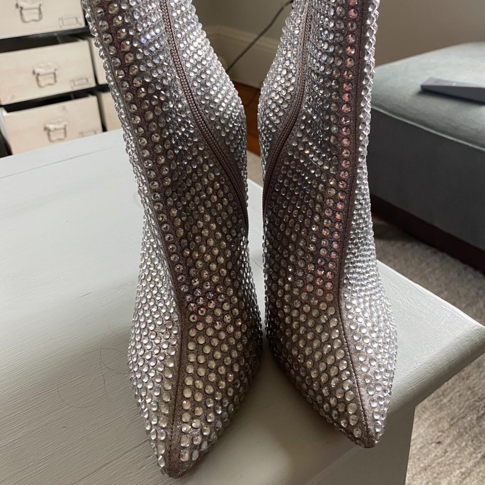 Steve Madden Silver Jeweled Heeled Booties
